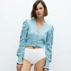 Zara light blue Knit Cardigan